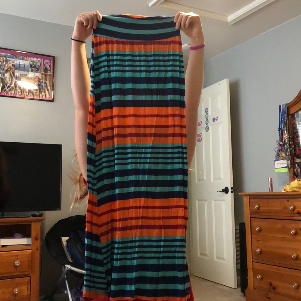 A colorful maxi skirt